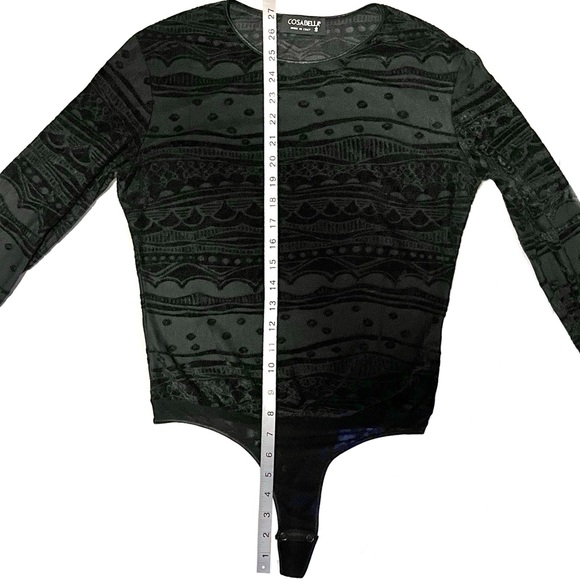 Cosabella Bodysuit Burnout Velvet Med Black Lace Sheer Mesh Textured Sexy Italy - Picture 13 of 14